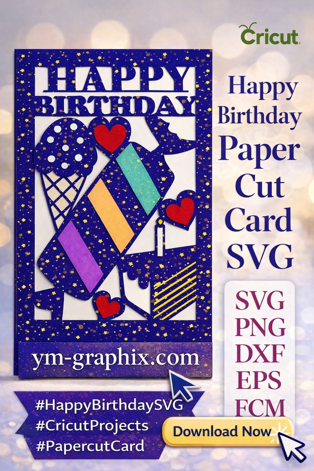 Happy Birthday Paper Cut Card SVG - Download for Free