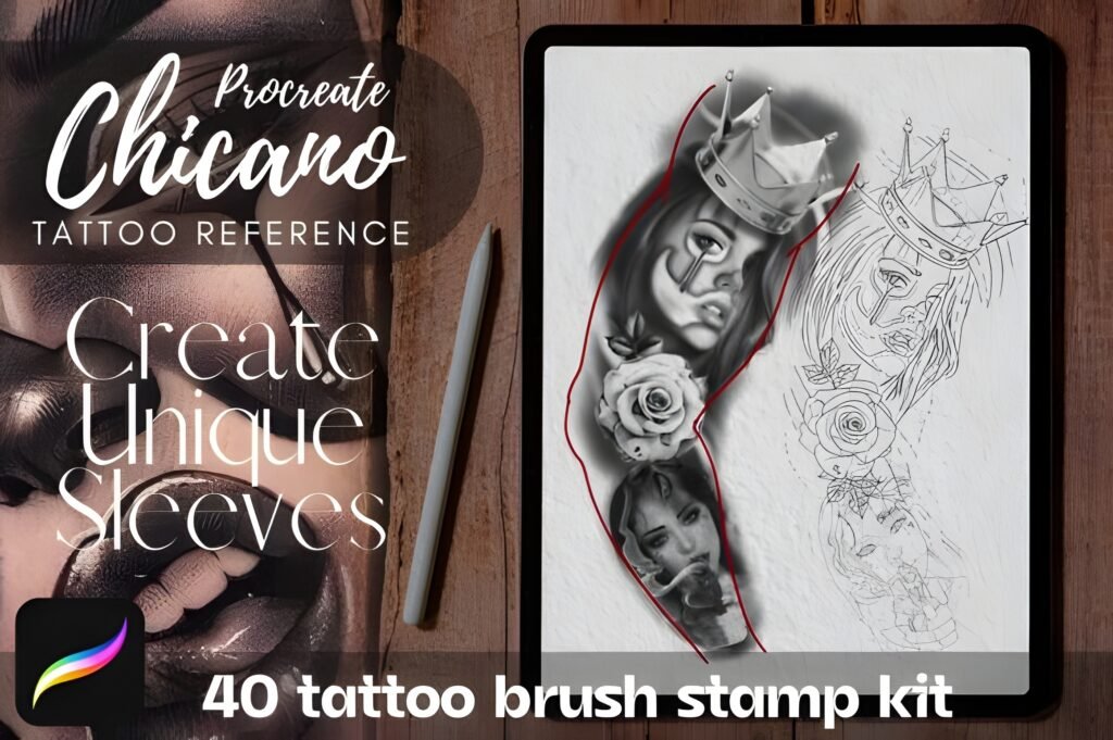 Procreate Chicano Tattoo Stencil Brush