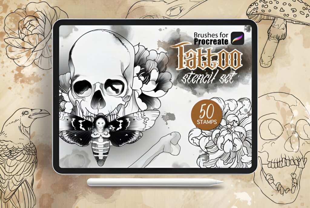 Procreate – Tattoo Basic Stencil Set