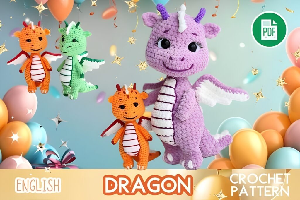 Cute Baby Dragon Amigurumi (Beginner Crochet PDF)