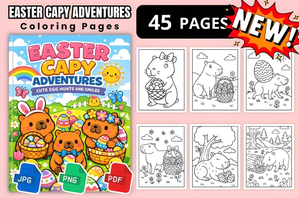 Easter Capybara Coloring Pages