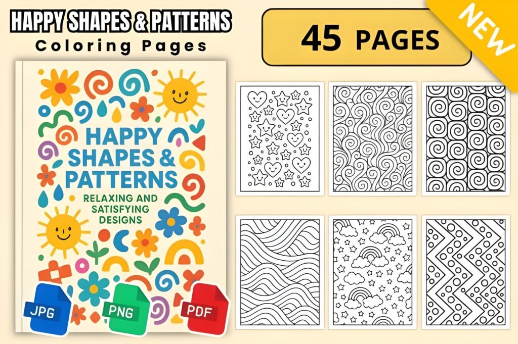 Happy Shapes & Patterns Coloring