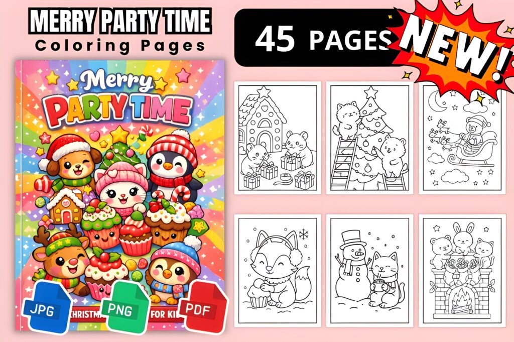 Merry Party Time Coloring Pages
