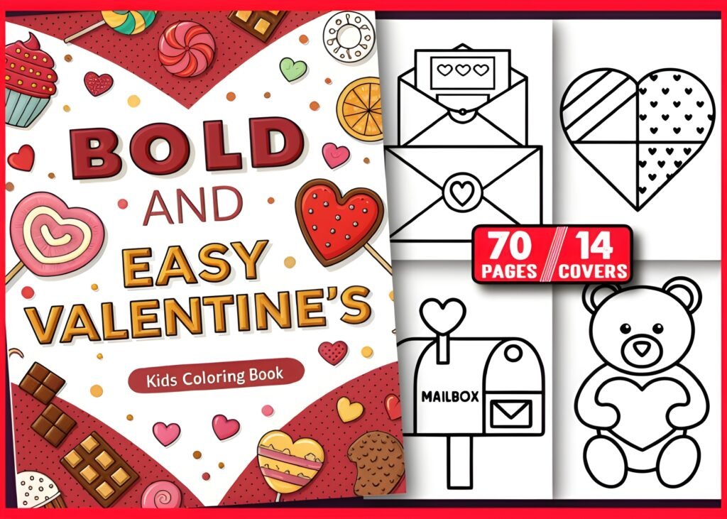Bold and Easy Valentines Coloring Book