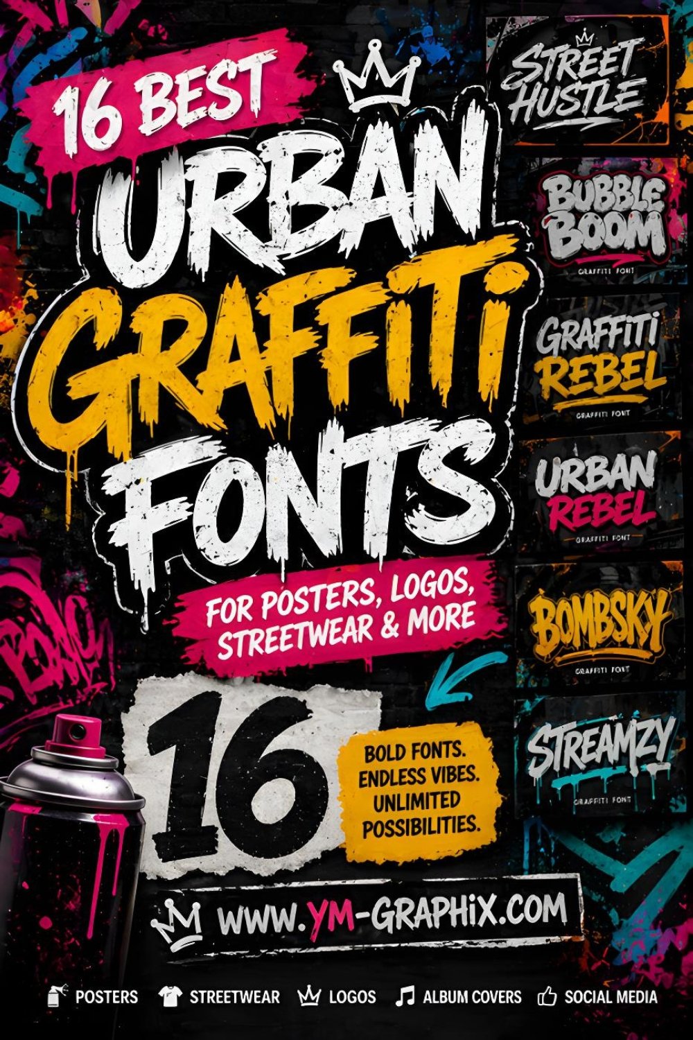 16 Best Urban Graffiti Fonts for Posters, Logos & Street-Style Design