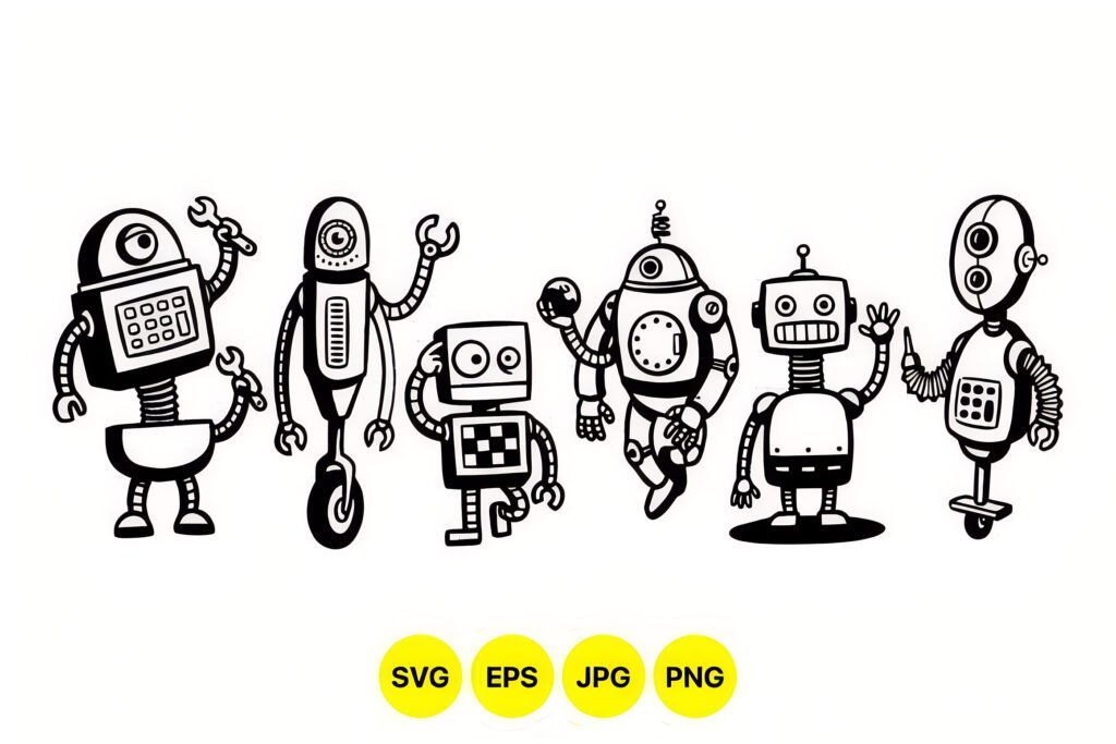 Retro Robot Clipart Collection