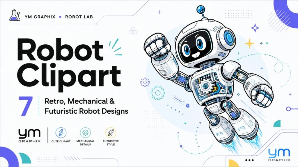 Retro and futuristic robot clipart designs