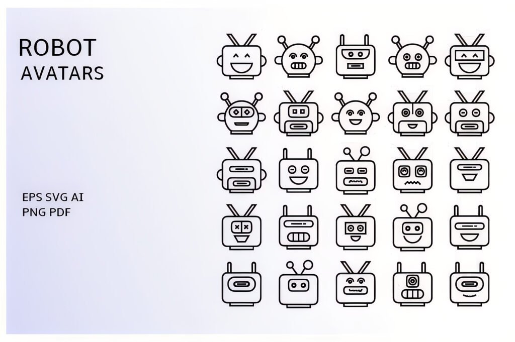 Robot Head Avatar Icons Vector