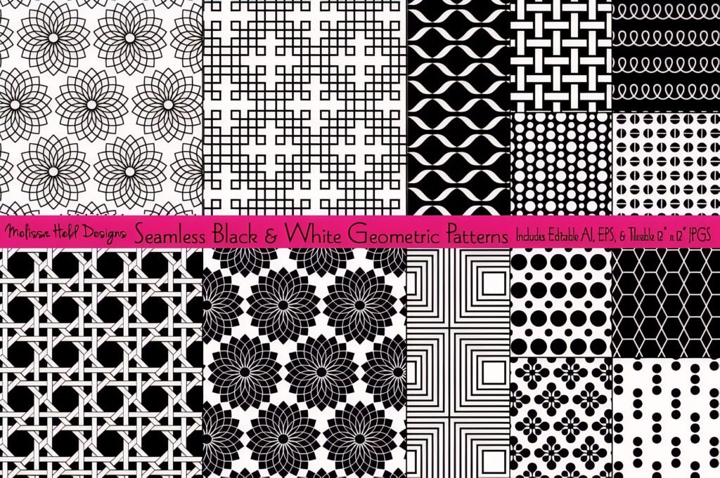 Seamless Black Geometric Patterns