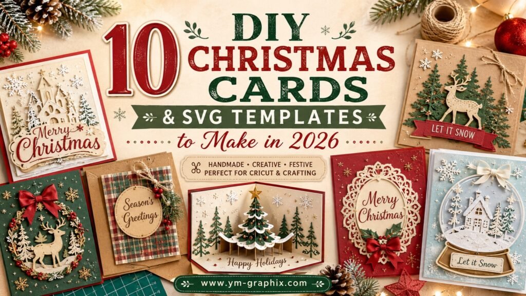DIY Christmas cards and SVG templates with handmade pop-up cards, reindeer, Christmas trees and festive paper craft designs