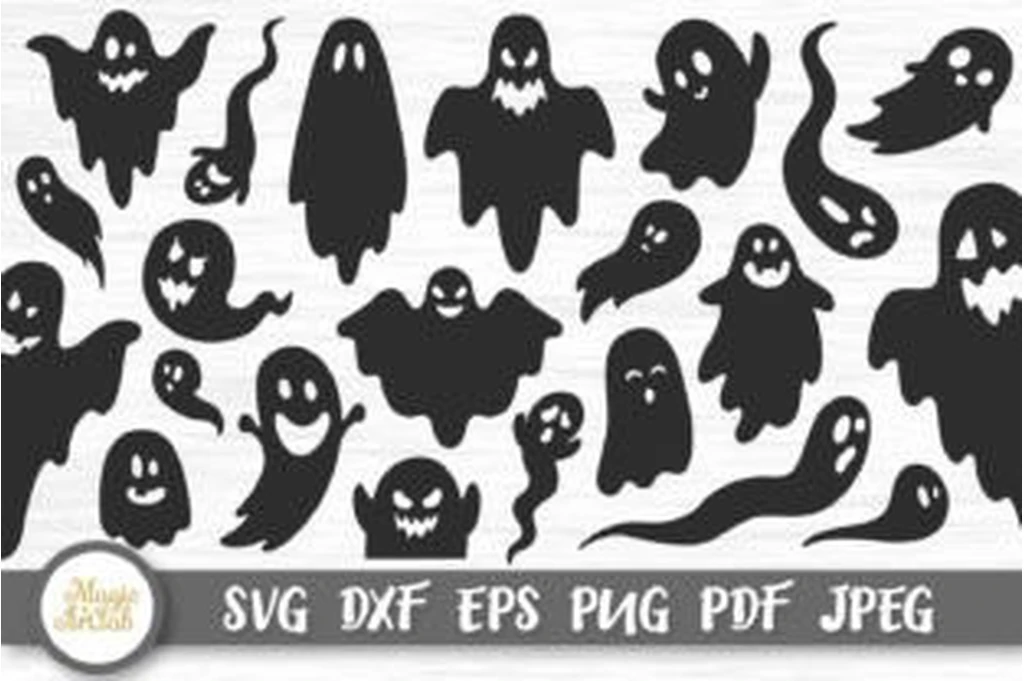 Cute Halloween ghost SVG bundle with multiple ghost characters for Cricut crafts