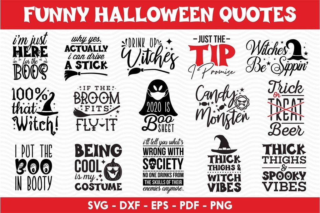 Funny Halloween SVG bundle with 15 designs for shirts mugs signs and Cricut projects