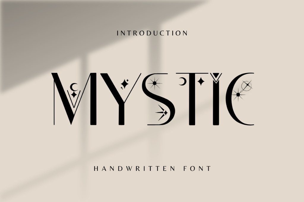 Mystic celestial font for tarot and magical designs