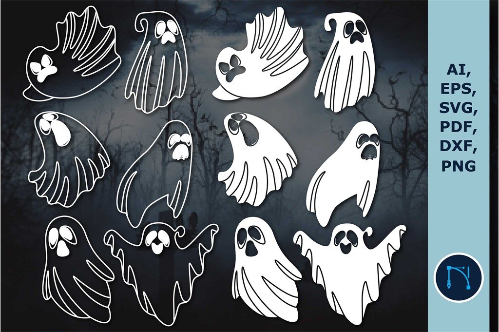 Cricut Halloween ghosts SVG bundle for spooky decorations invitations and crafts