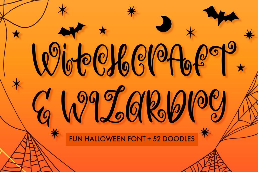 Witchcraft and Wizardry font for spellbook and magical craft designs