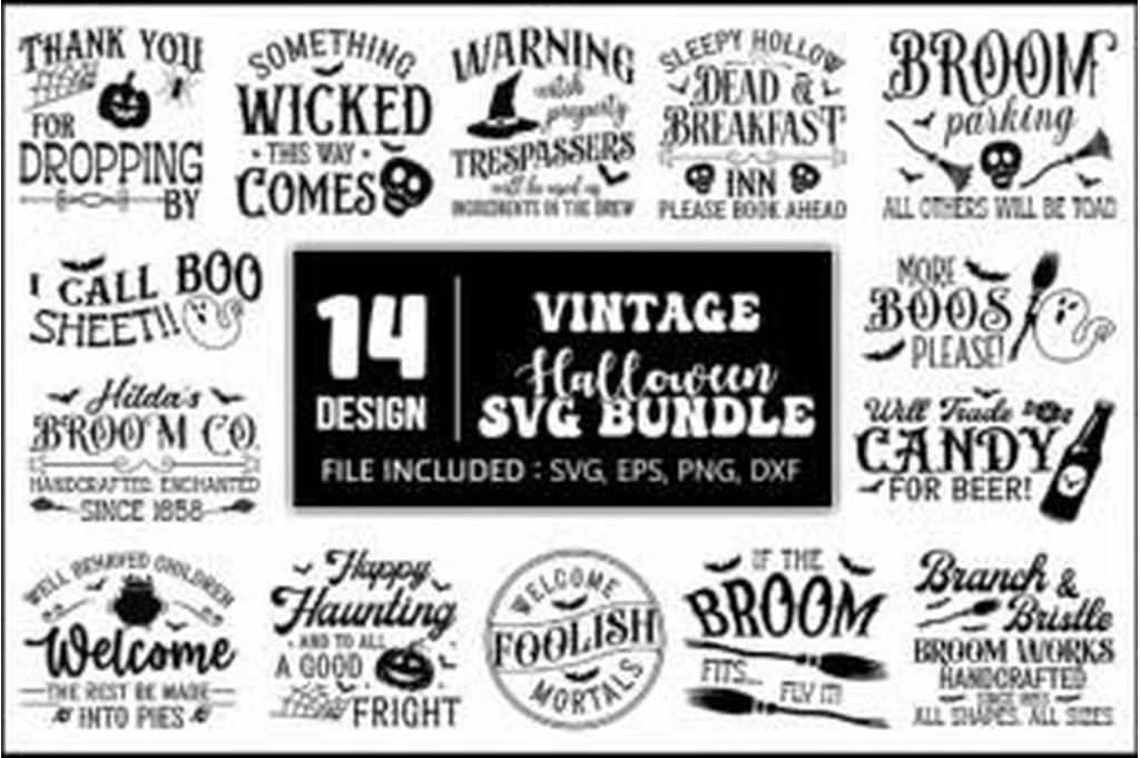 Halloween vintage sign SVG bundle with spooky sayings for wood signs and Cricut projects