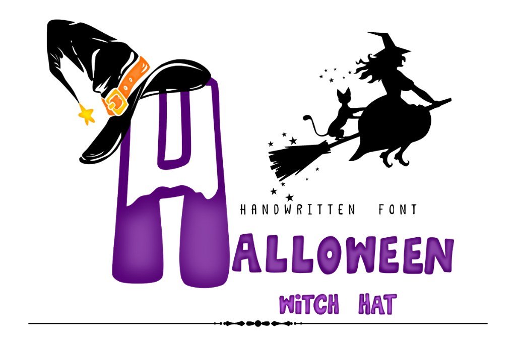 Halloween Witch Hat decorative font for cute witch crafts