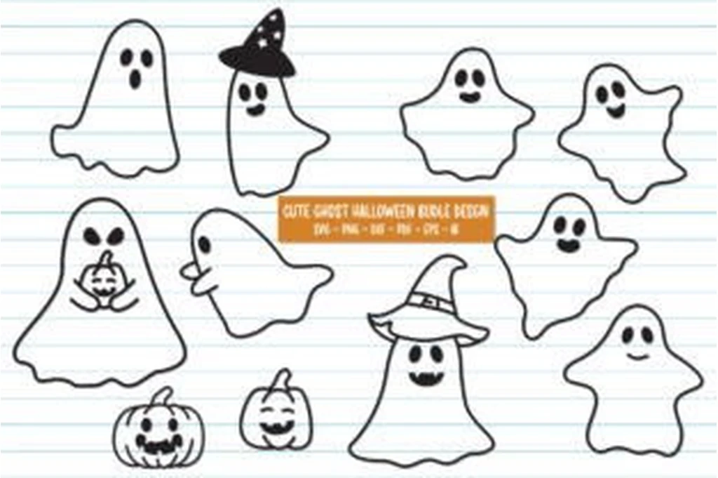 Cute ghost and pumpkin Halloween SVG bundle with 11 designs