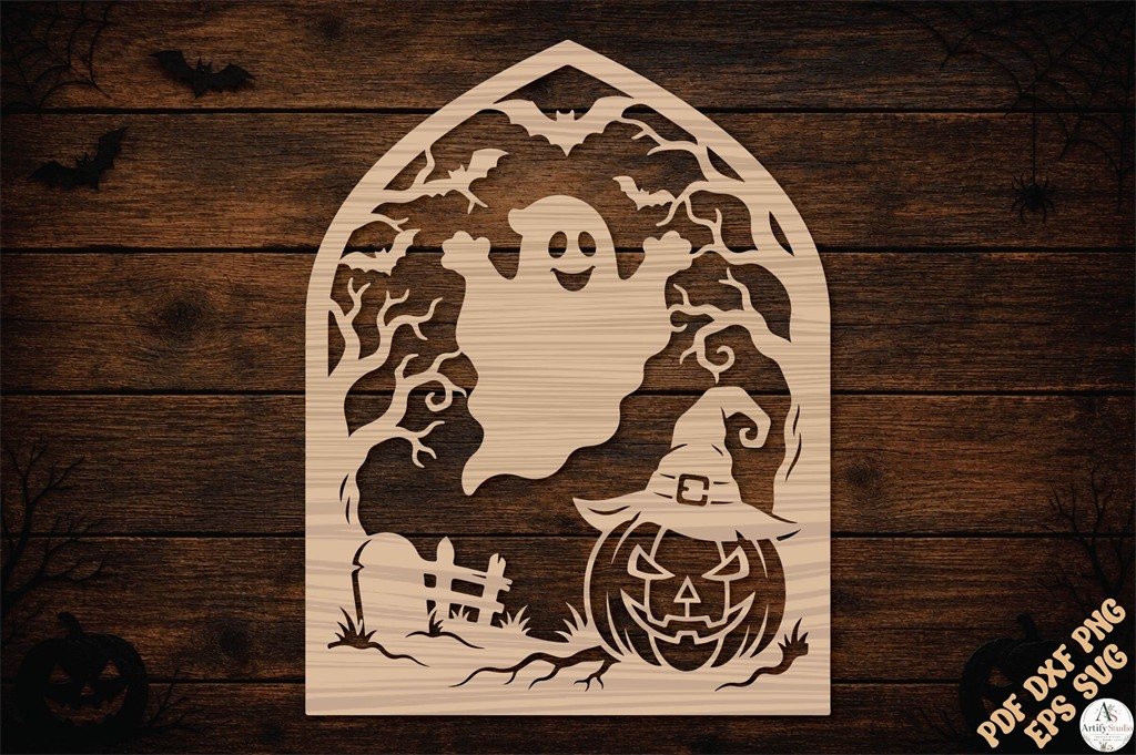 Ghost pumpkin Halloween SVG for Cricut Glowforge xTool and spooky season crafts