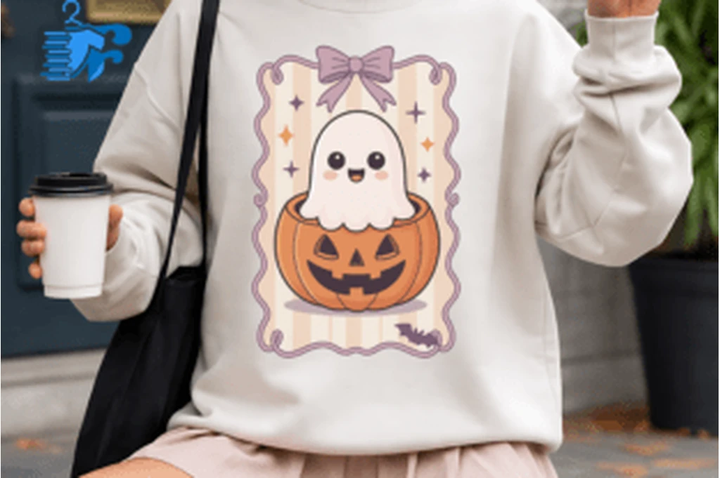 Cute ghost pumpkin Halloween SVG for shirts mugs stickers tumblers and Cricut projects