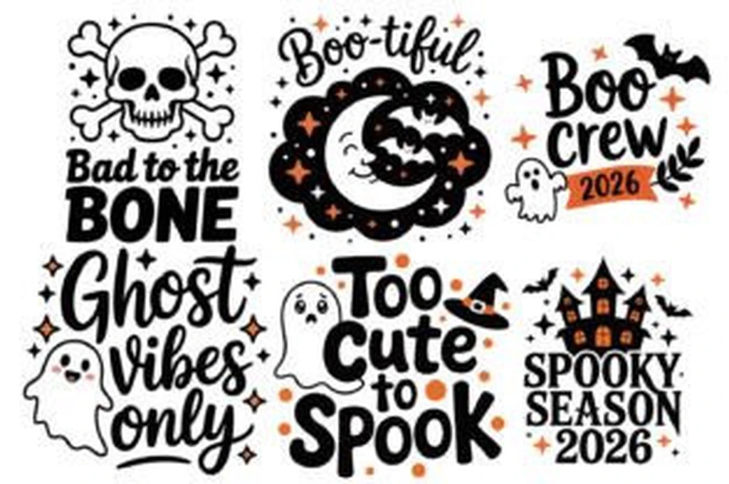 Halloween 2026 SVG bundle with retro spooky season ghost witch pumpkin and shirt designs
