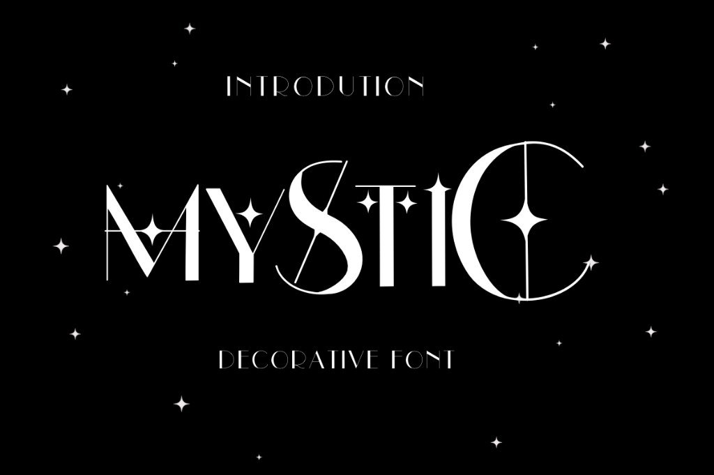 Mystic celestial geometric font for tarot astrology and witchy designs