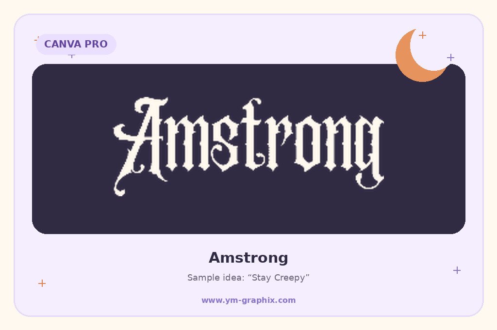 Amstrong Halloween font in Canva preview