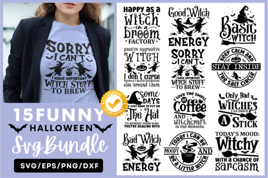 Funny Halloween sign sayings with witch themed lettering