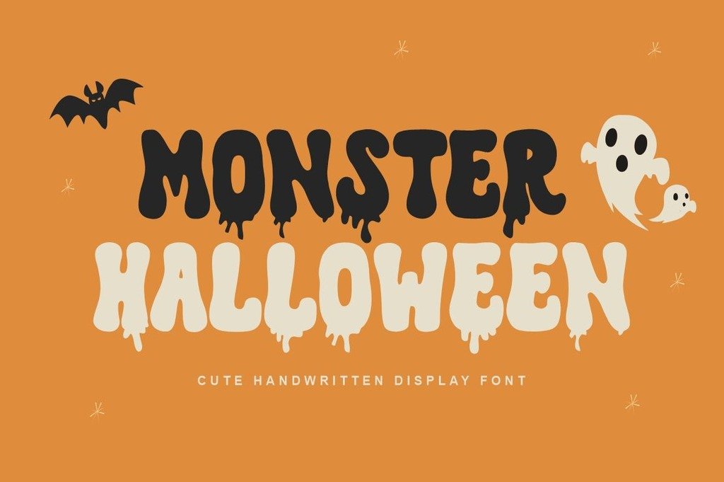 Monster Halloween dripping display font preview
