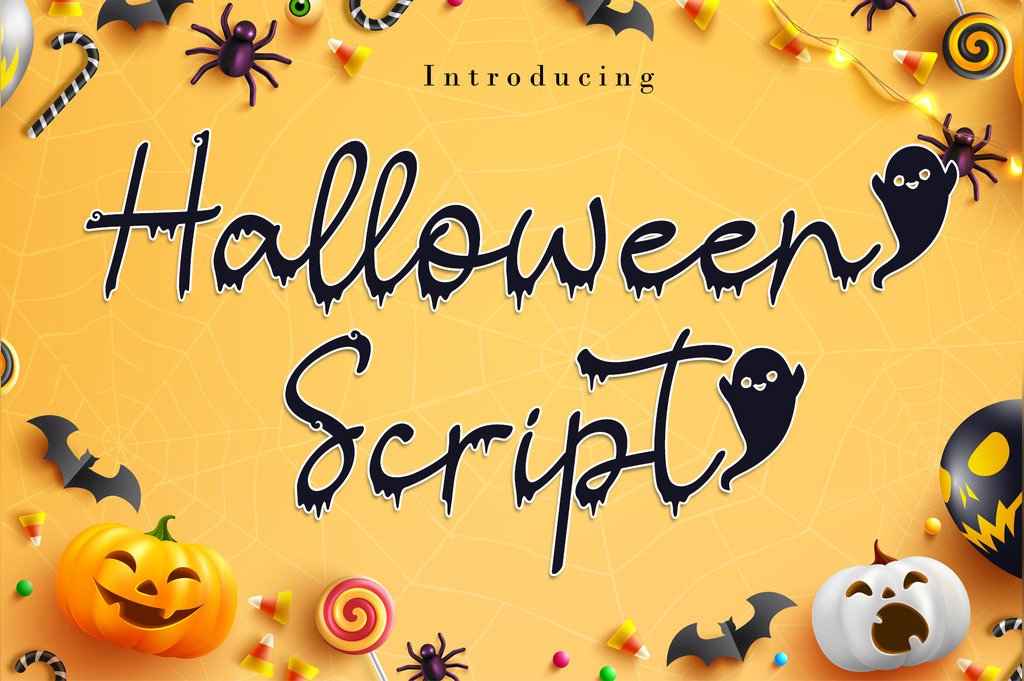 Halloween Script handwritten spooky font preview