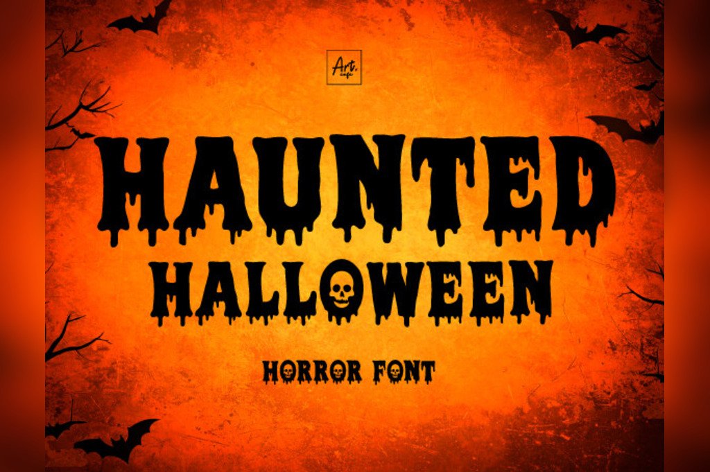 Haunted Halloween creepy dripping font preview