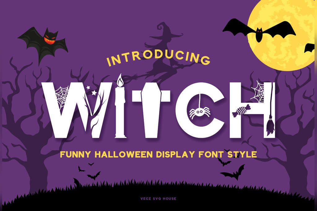 Halloween Witch decorative font with witch inspired details