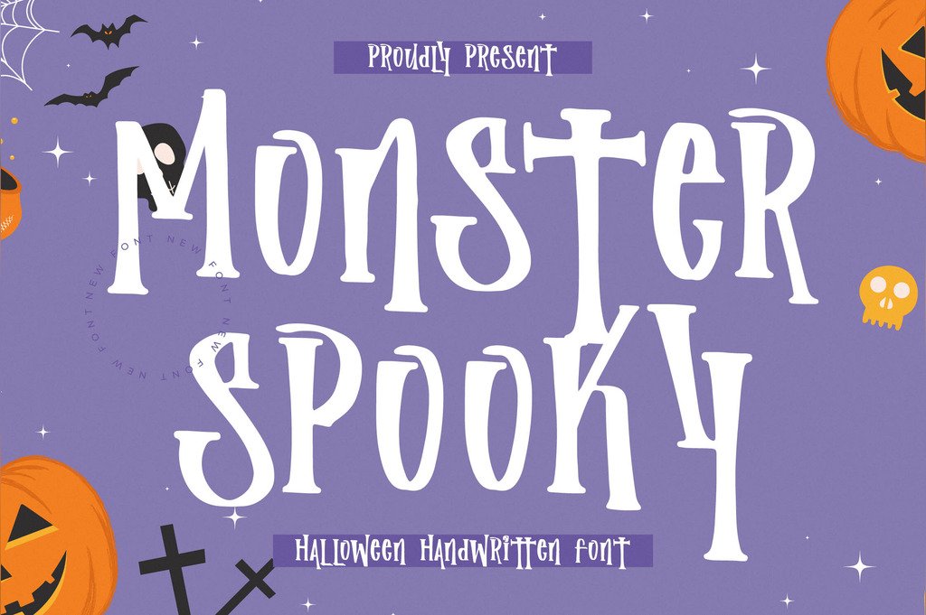 Monster Spooky playful handwritten Halloween font preview