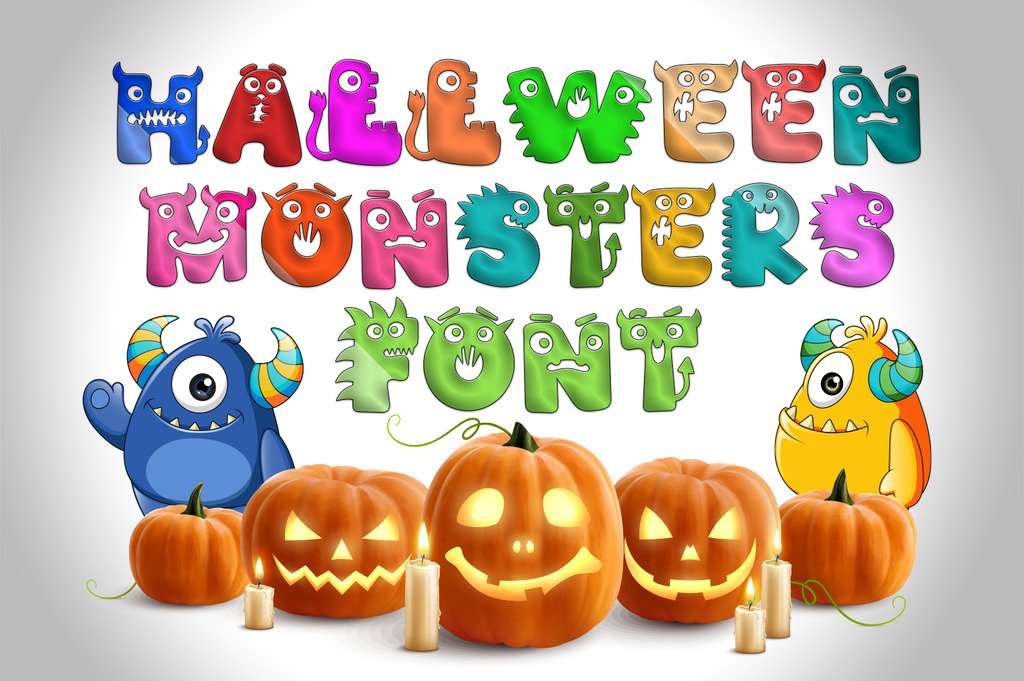 Halloween Monsters chunky funny kids font preview