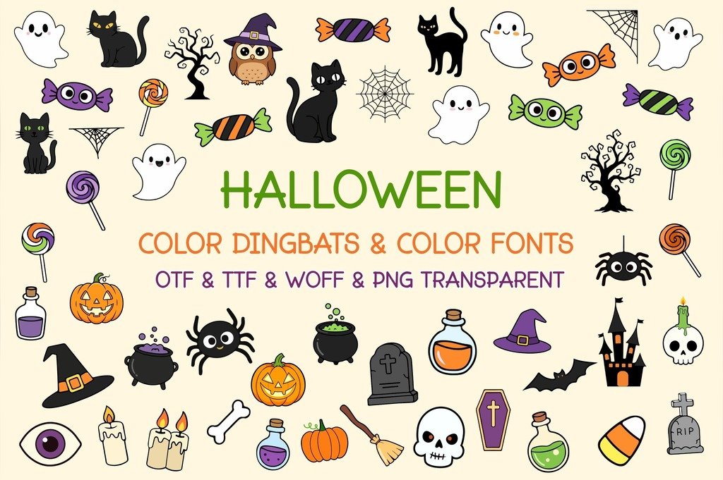 Halloween Color decorative colorful font preview