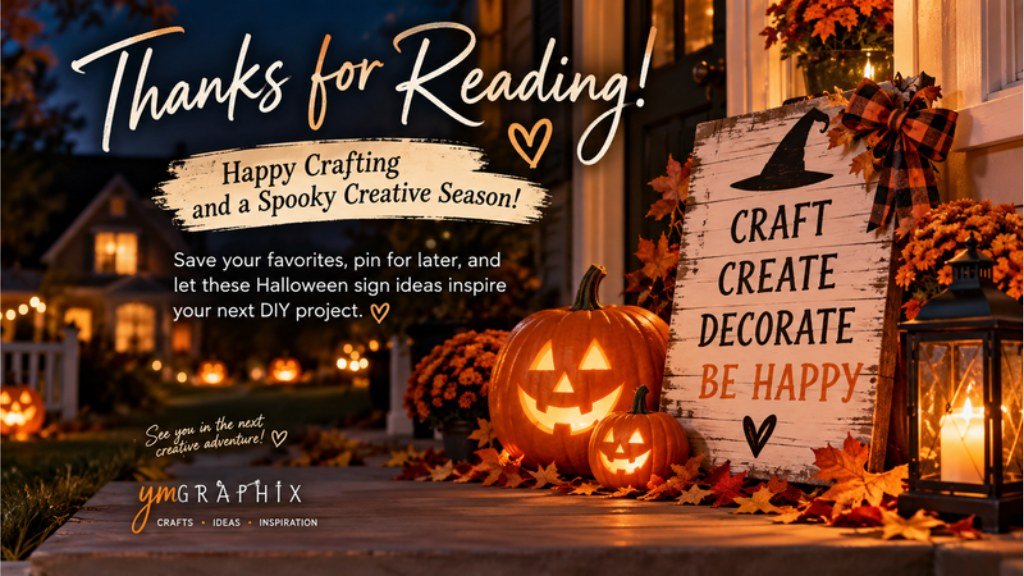 Halloween signs on a cozy spooky porch with pumpkins, lanterns and DIY decor inspiration