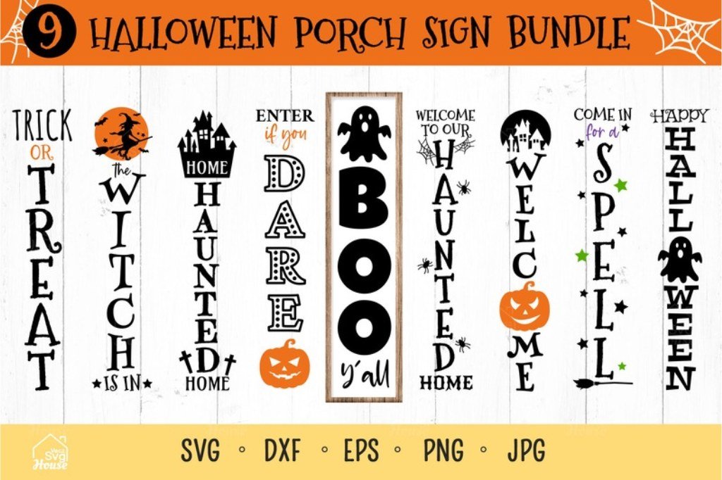 Vertical Halloween welcome sign for front porch decoration