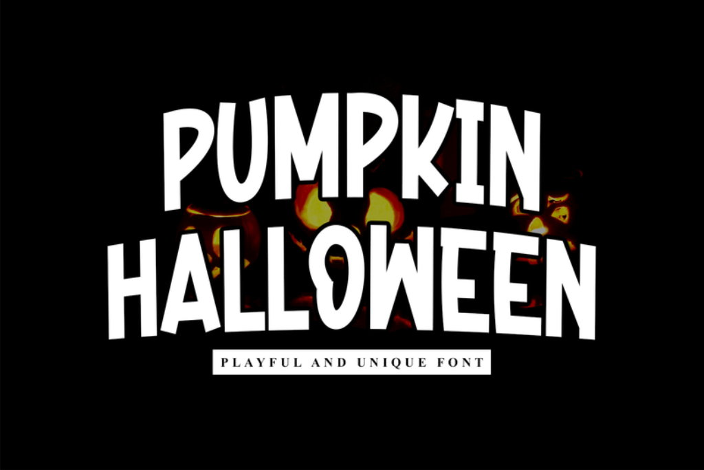 Pumpkin Halloween cute Halloween font by Black line