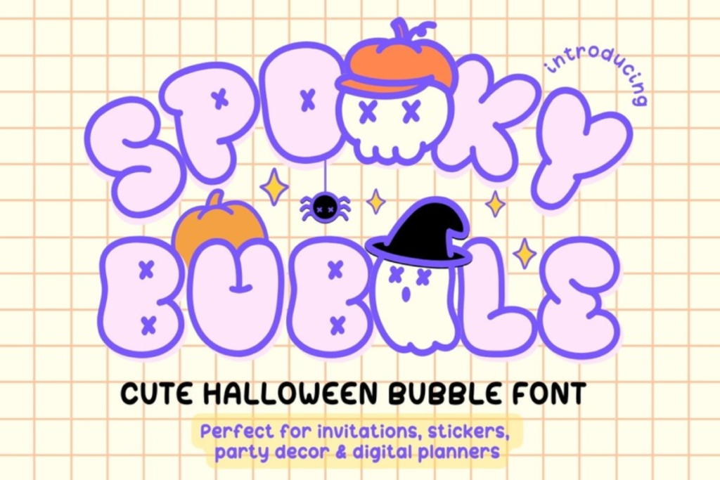 Spooky Bubble cute Halloween font by narinari32