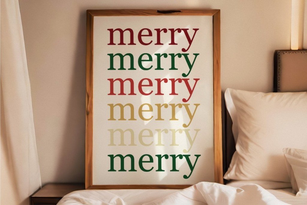 Vintage Merry Print Merry Christmas Vintage Merry Christmas retro typography printable poster