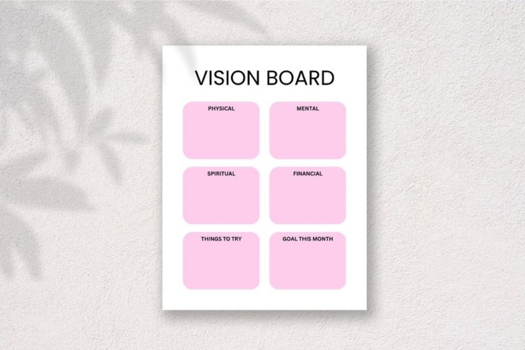Vision Board Printable Preview Vision board printable sheet for goal setting and dream board planning