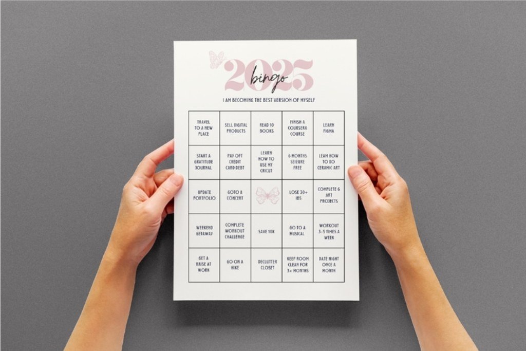 Bingo Vision Board Template Bingo Vision Board Template by Precious Pixel Pals — digital preview for a vision board party