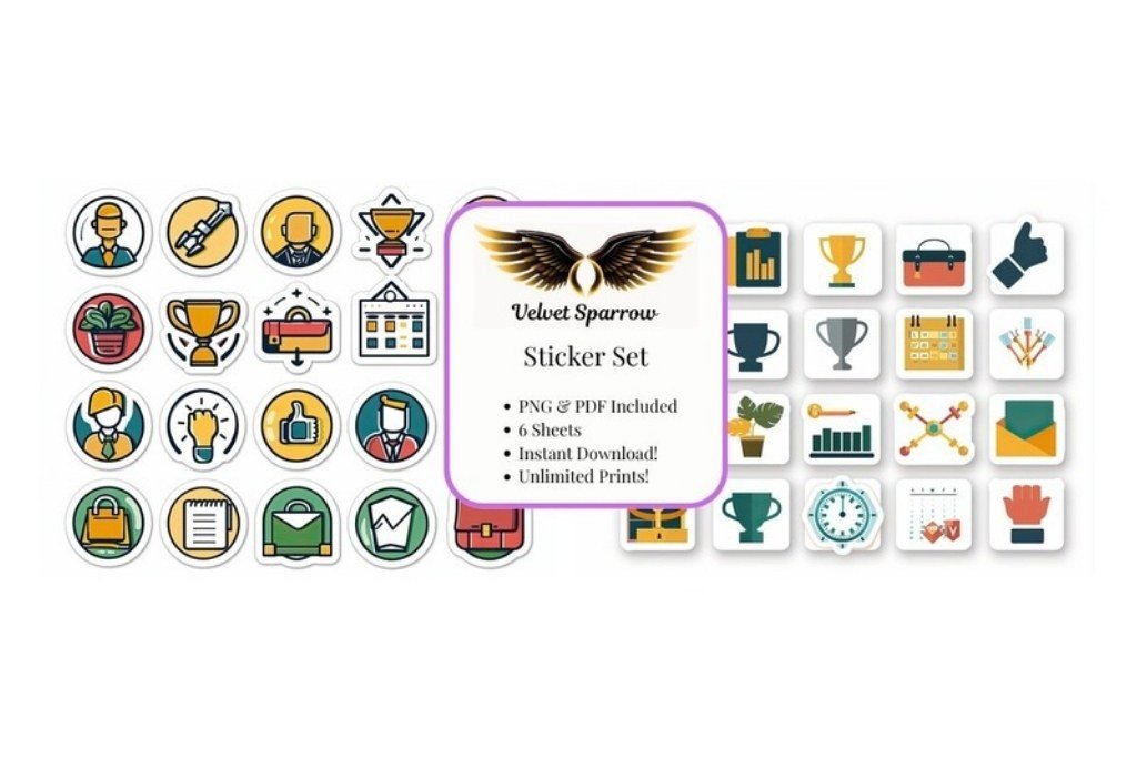 Business Icon Stickers by Velvet.Sparrow — product preview for vision board stickers and printable elements