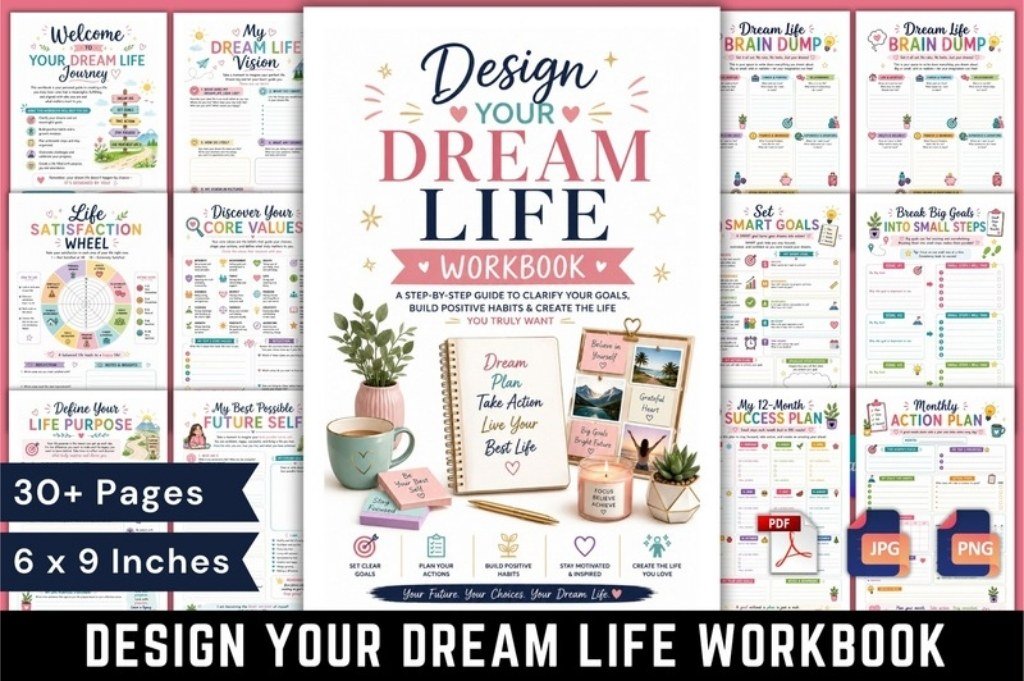 9. Design Your Dream Life Workbook — Creative Fabrica product preview