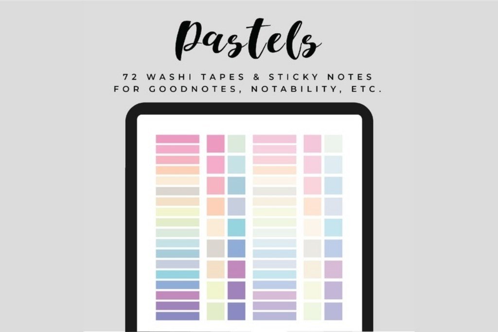 Digital Washi Tapes & Sticky Notes — Pastels Digital Washi Tapes & Sticky Notes — Pastels by digitalartsupply0 — digital preview for a vision board party