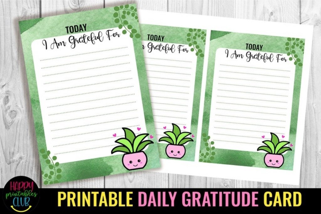 Printable Daily Gratitude Card Printable Daily Gratitude Card by Happy Printables Club — digital preview for a vision board party