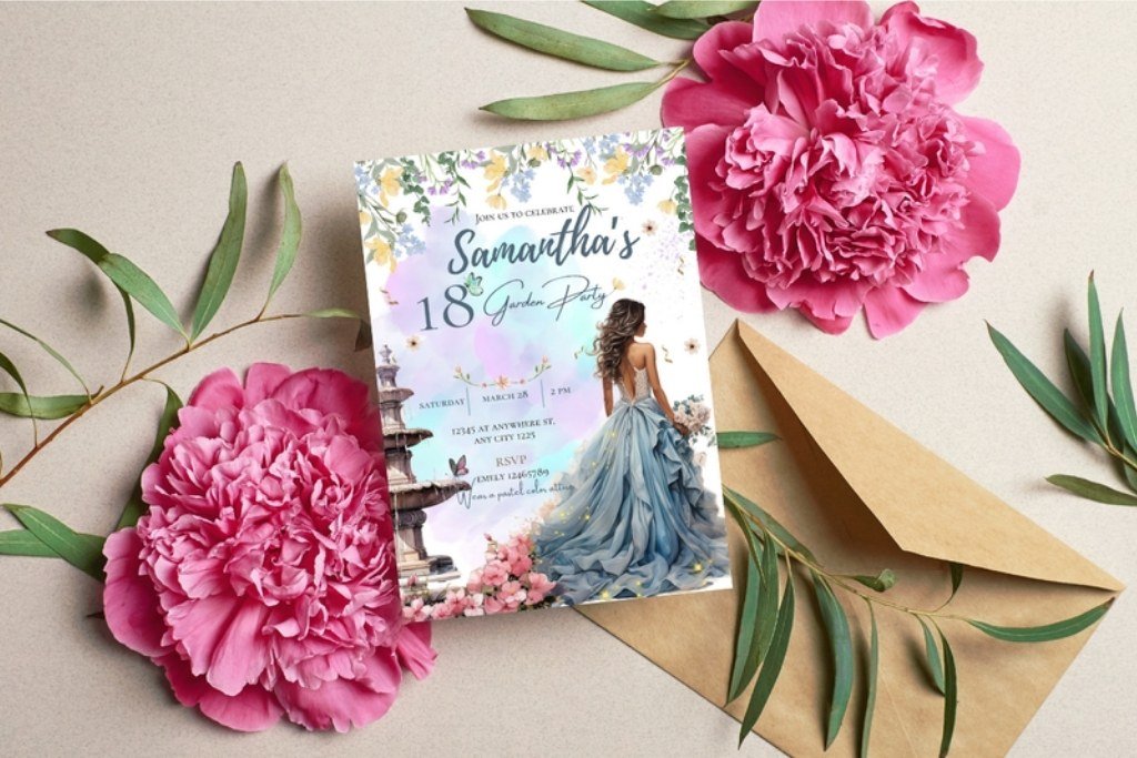 Samantha’s Garden Party Invite Editable Samantha’s Garden Party Invite Editable by printztopbrand — digital preview for a vision board party