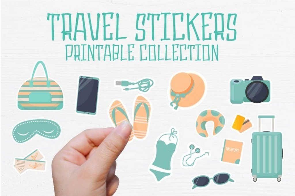 TRAVEL Printable Sticker Collection by sombrecanari — product preview for vision board stickers and printable elements